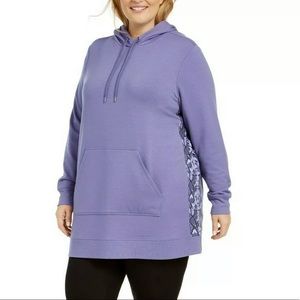 Ideology woman’s Printed Panel Hoodie purple